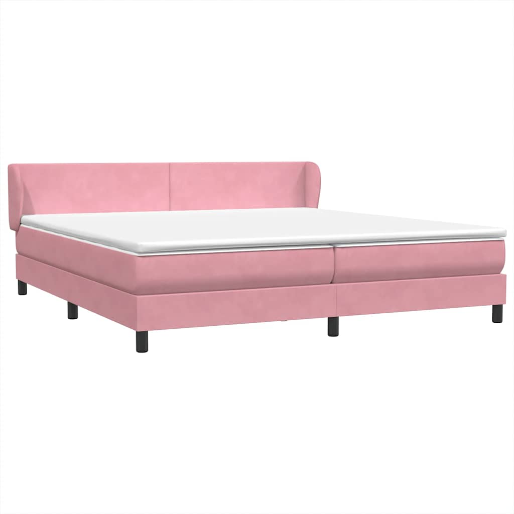 vidaXL Boxspring postelja z vzmetnicami roza 200x220 cm žamet