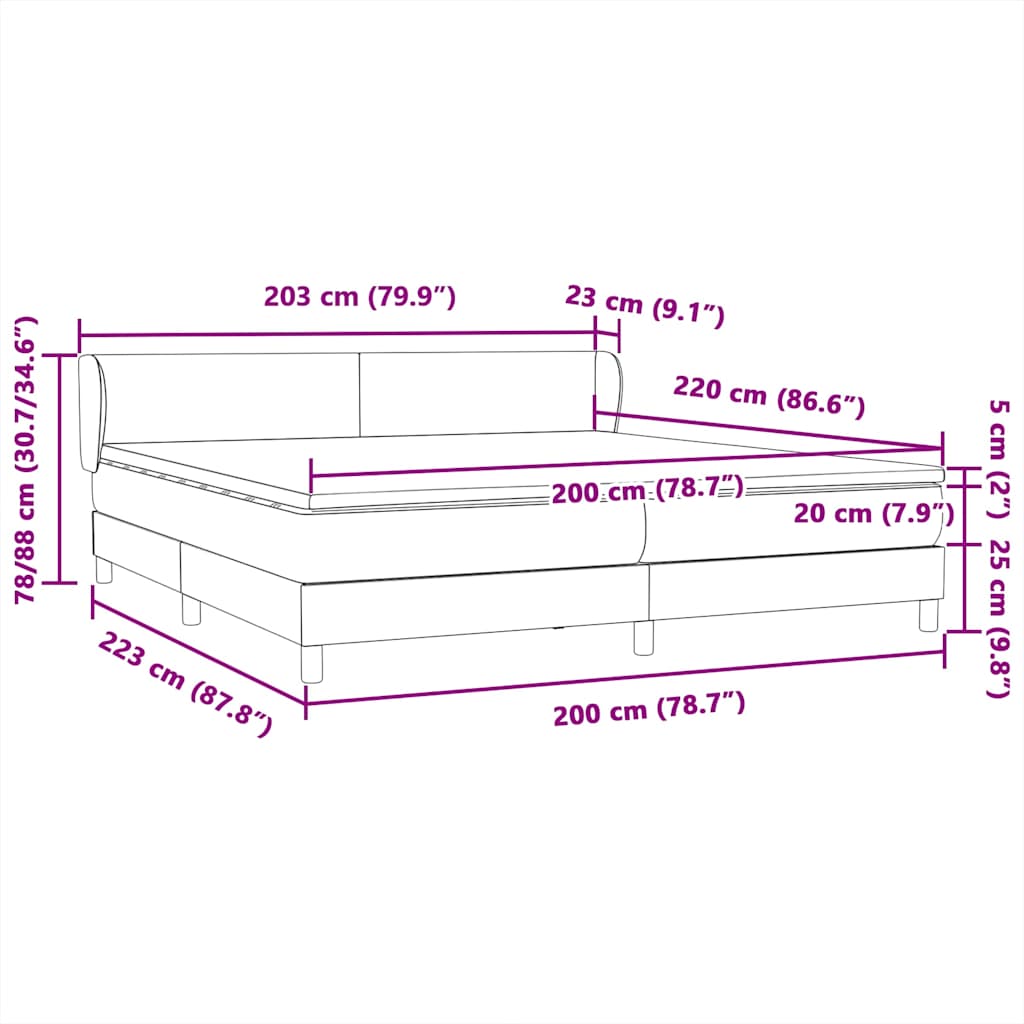 Łóżko typu Box Spring z materacami Różowy 200x220 cm Aksamit