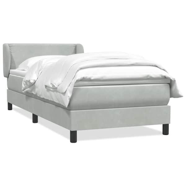 vidaXL Box Vedruvoodi madratsiga Helehall 80x210 cm samet