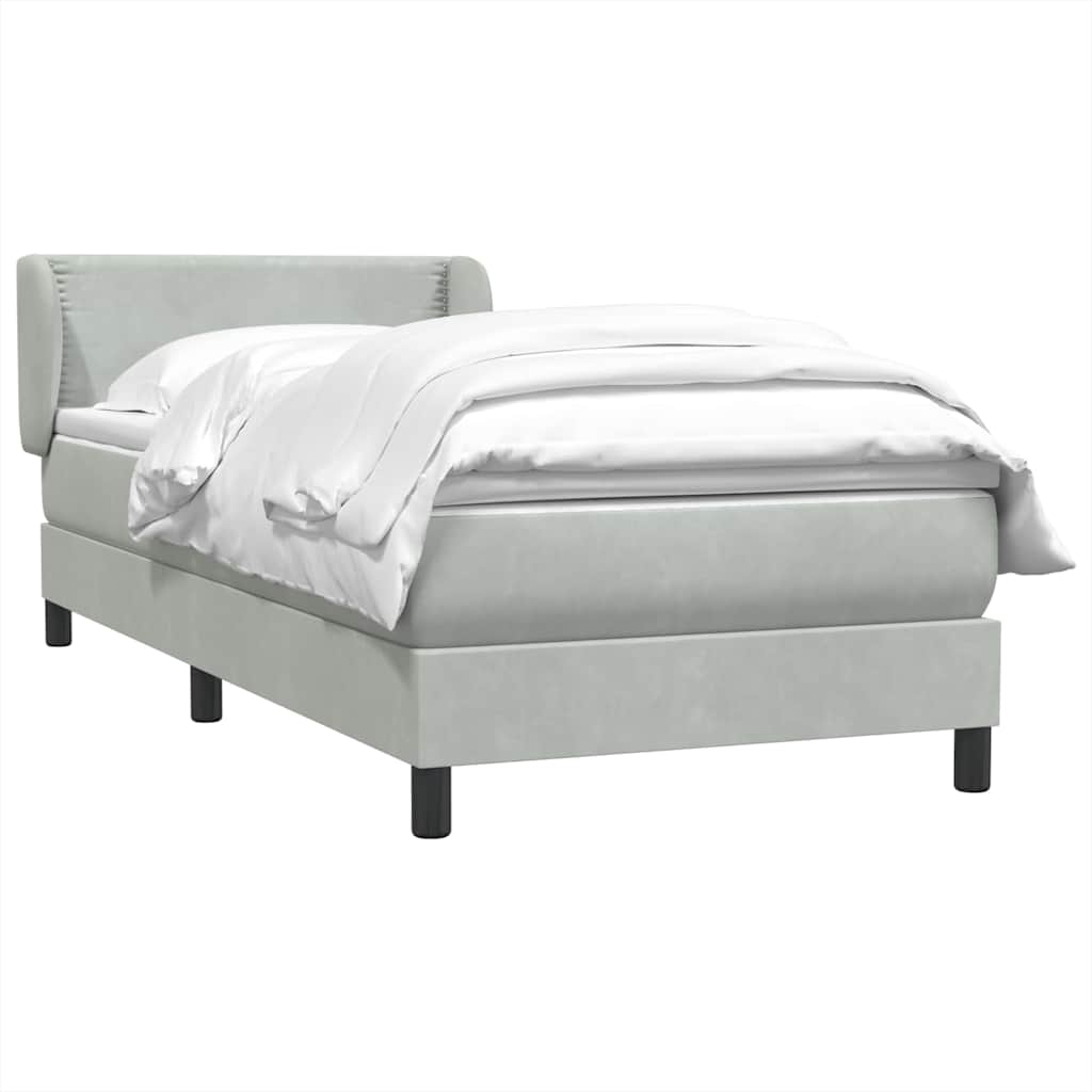 vidaXL Boxspring met matras fluweel lichtgrijs 80x210 cm afbeelding