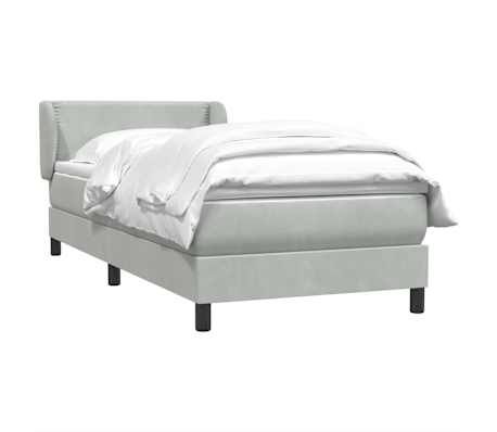 vidaXL Cama com molas/colch&atilde;o cinzento-claro 80x210 cm veludo