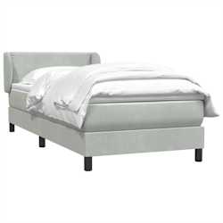 vidaXL Cama com molas/colch&atilde;o cinzento-claro 80x210 cm veludo