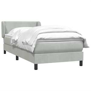 vidaXL Cama com molas/colch&atilde;o cinzento-claro 80x210 cm veludo