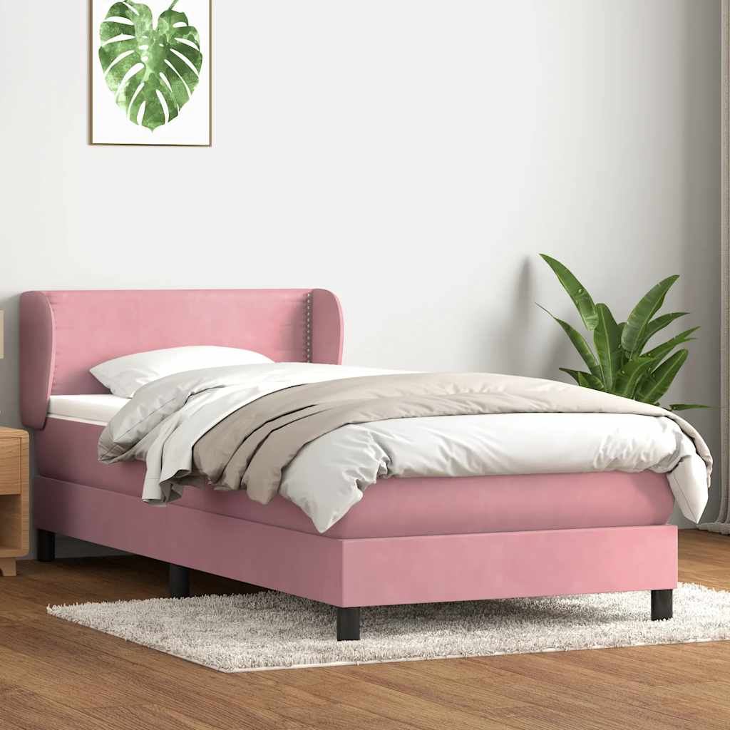 vidaXL Boxspringbett mit Matratze Rosa 80x210 cm Samt