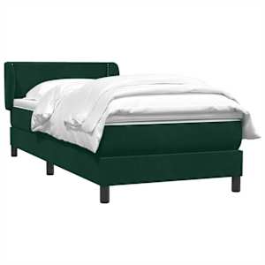 Box spring postel s matrací tmavě zelená 90x210 cm samet - obrázek 3