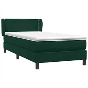Box spring postel s matrací tmavě zelená 90x210 cm samet - obrázek 4