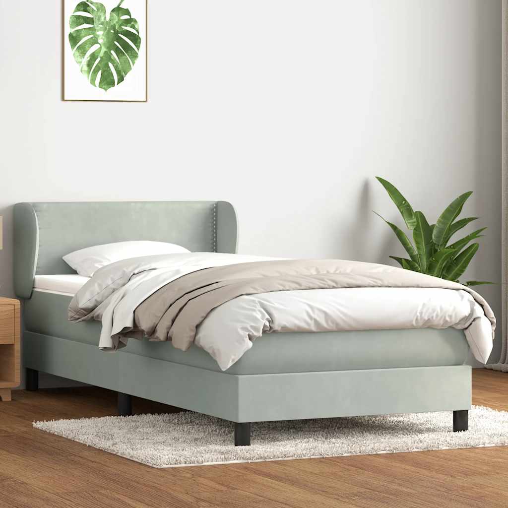 Box spring postel s matrací světle šedá 100x210 cm samet