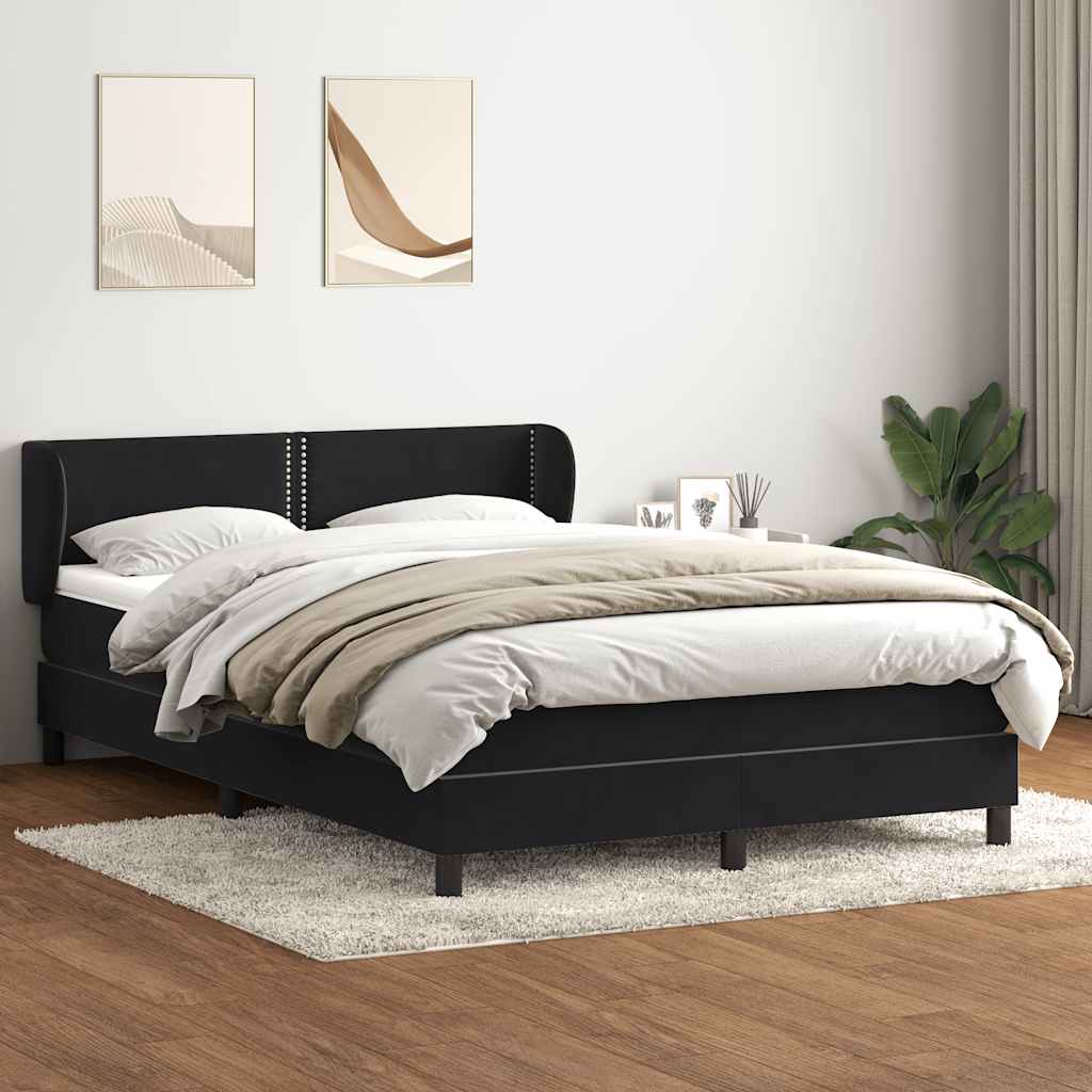 vidaXL Boxspringbett mit Matratze Schwarz 160x210 cm Samt