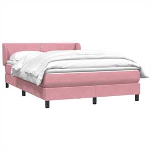 vidaXL Sommier &agrave; lattes de lit avec matelas rose 160x210 cm velours