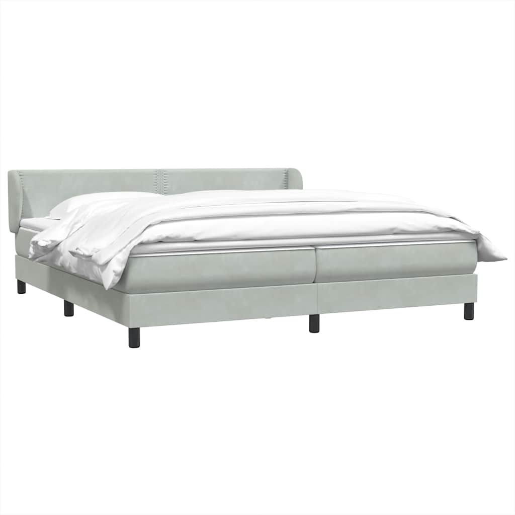 Thumbnail - vidaXL Boxspringbett mit Matratzen Hellgrau 180x210 cm Samt