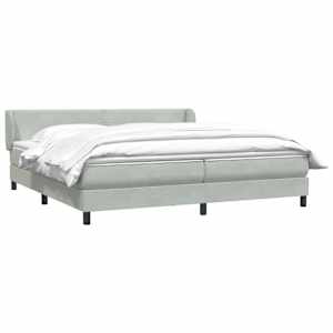 Postel Box Spring s matracemi světle šedá 180x210 cm samet - obrázek 3