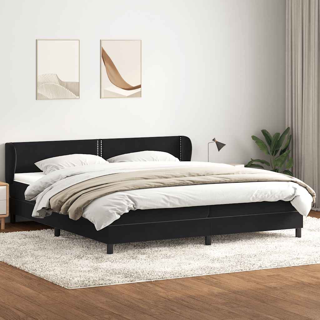 vidaXL Boxspringbett mit Matratzen Schwarz 180x210 cm Samt