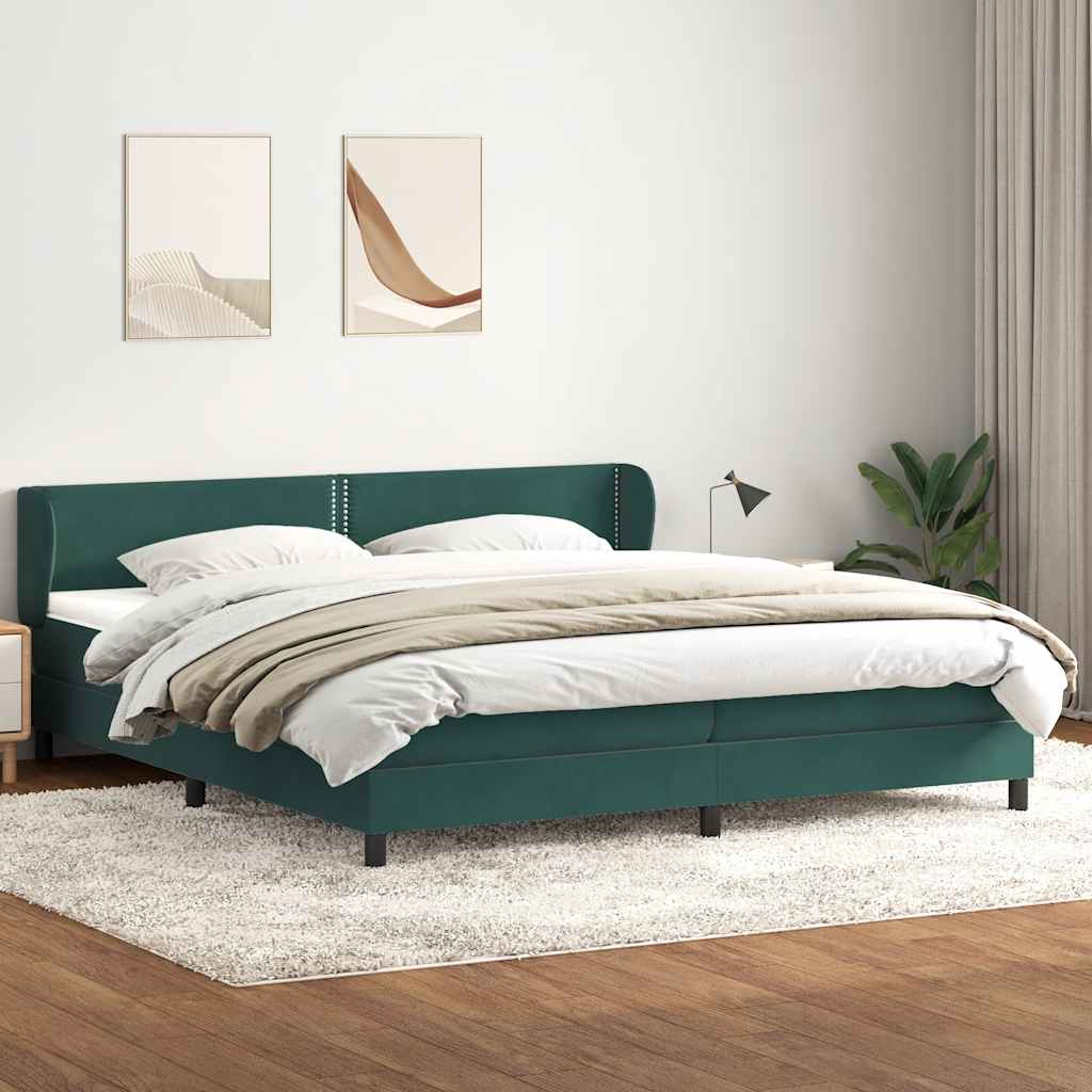 vidaXL Boxspringbett mit Matratzen Dunkelgrün 180x210 cm Samt