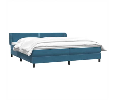 vidaXL Sommier &agrave; lattes de lit et matelas bleu fonc&eacute; 180x210cm velours