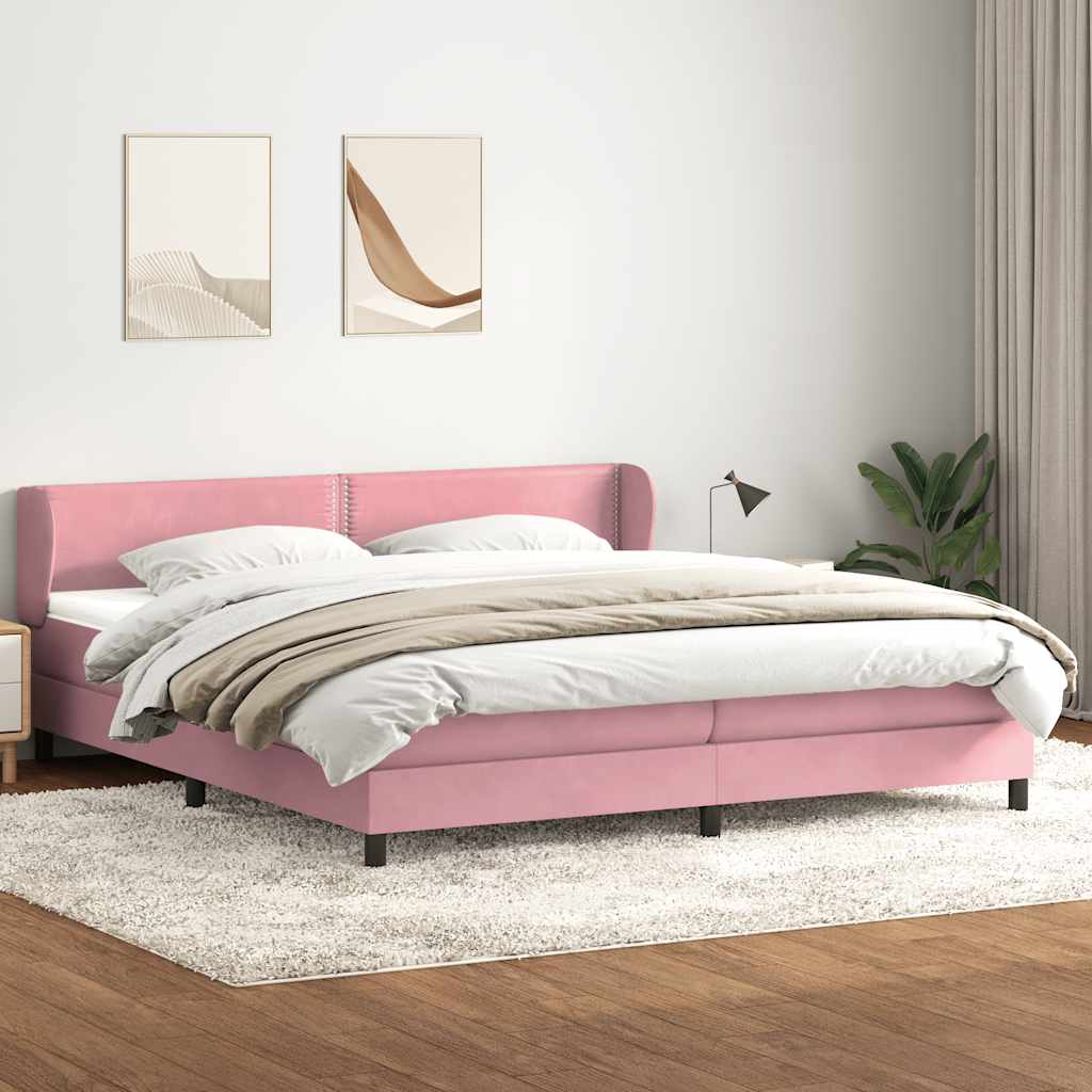 vidaXL Boxspringbett mit Matratzen Rosa 180x210 cm Samt