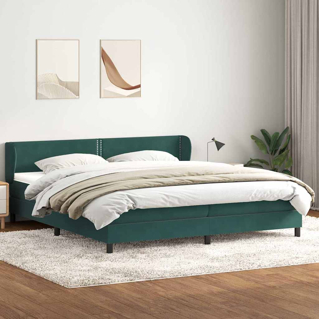 vidaXL Boxspringbett mit Matratzen Dunkelgrün 200x210 cm Samt