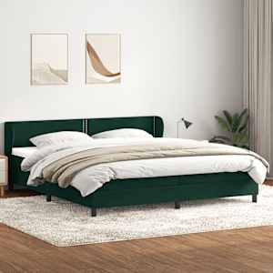 Box spring postel s matracemi tmavě zelená 200x210 cm samet - obrázek 1