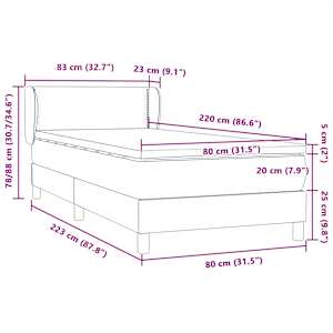 Box spring postel s matrací tmavě zelená 80x220 cm samet - obrázek 12
