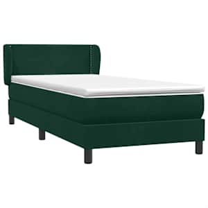 Box spring postel s matrací tmavě zelená 80x220 cm samet - obrázek 4