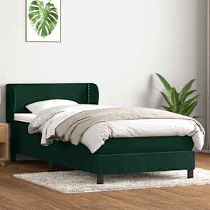 Box spring postel s matrací tmavě zelená 80x220 cm samet - obrázek 1