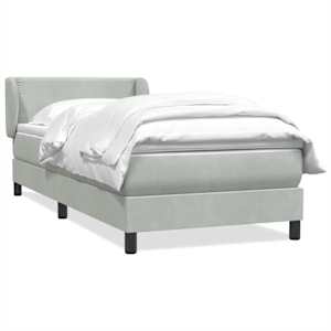 vidaXL Box Vedruvoodi madratsiga Helehall 90x220 cm samet