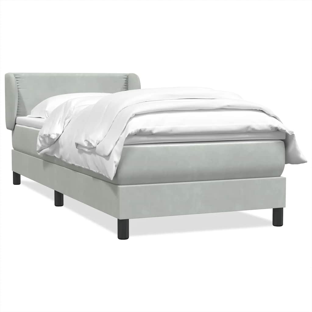 vidaXL Box Spring Postel s matrací Světle šedá 90x220 cm Samet