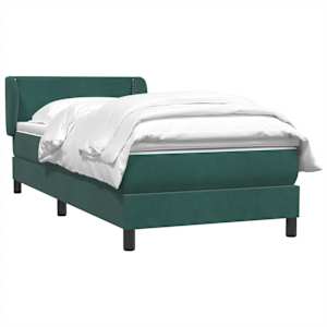Box spring postel s matrací tmavě zelená 90x220 cm samet - obrázek 3