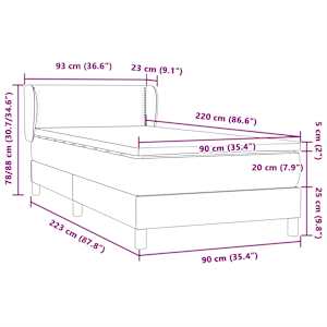 Box spring postel s matrací tmavě zelená 90x220 cm samet - obrázek 12