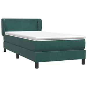 Box spring postel s matrací tmavě zelená 90x220 cm samet - obrázek 4