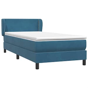 Box spring postel s matrací tmavě modrá 100x220 cm samet - obrázek 4