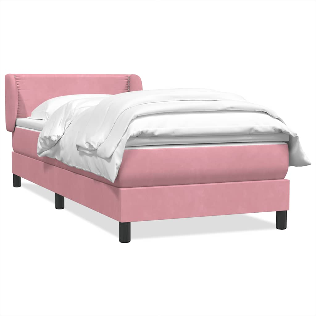 vidaXL Box Spring postelja z vzmetnico Pink 100x220 cm Velvet