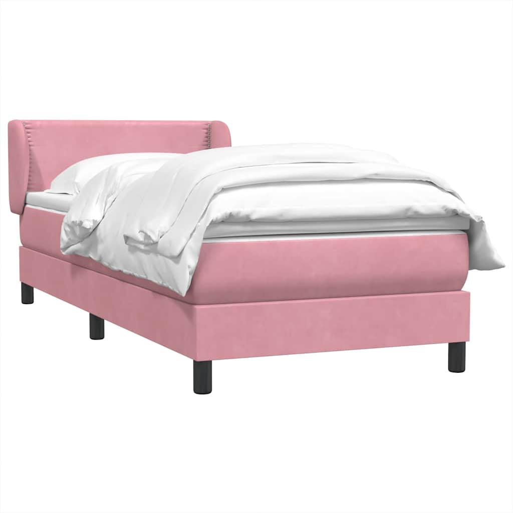 vidaXL Boxspring met matras fluweel roze 100x220 cm afbeelding