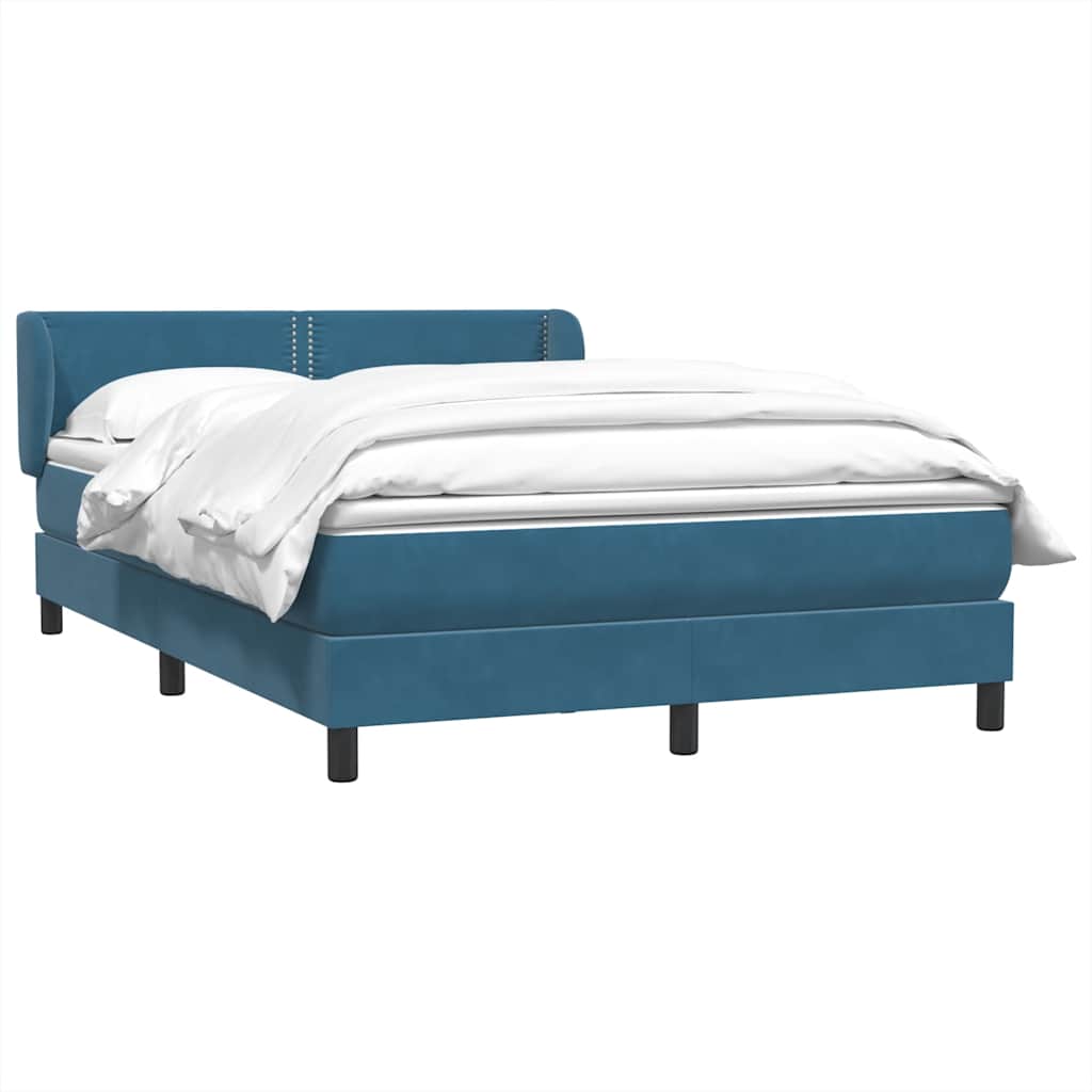 Thumbnail - vidaXL Boxspringbett mit Matratze Dunkelblau 140x220 cm Samt
