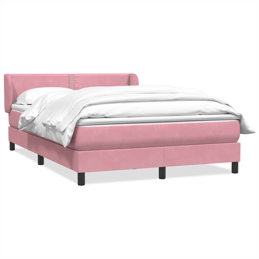 vidaXL Box spring postel s matrací růžová 140x220 cm samet