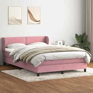 Box spring postelja z vzmetnico roza 160x220 cm žamet