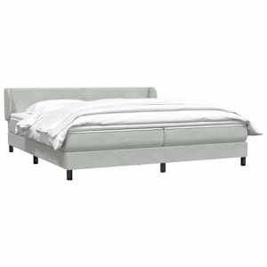 Postel Box Spring s matracemi Světle šedá 180x220 cm samet - obrázek 3