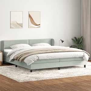Postel Box Spring s matracemi Světle šedá 180x220 cm samet - obrázek 1