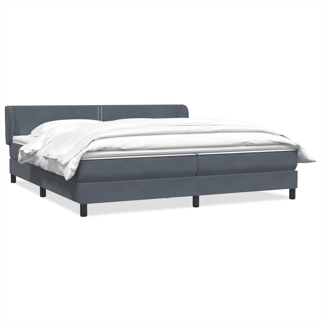 vidaXL Boxspring postelja z vzmetnicami temno siva 180x220 cm žamet