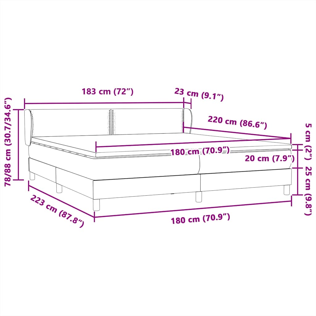 Łóżko typu Box Spring z materacami Czarny 180x220 cm Aksamit