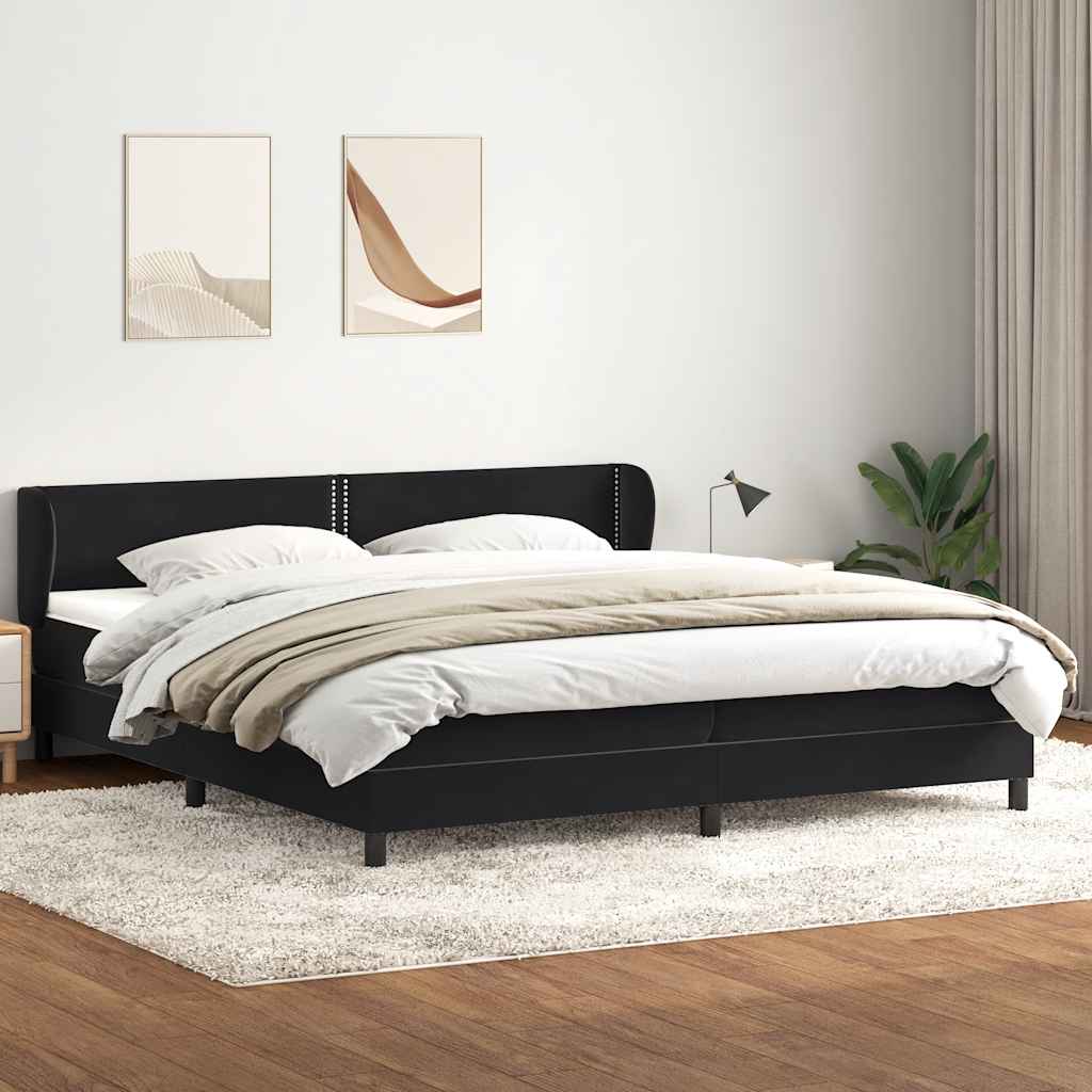 vidaXL Boxspringbett mit Matratzen Schwarz 180x220 cm Samt