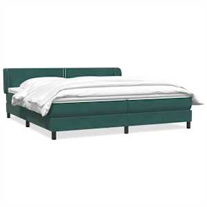 Postel Box Spring s matracemi tmavě zelená 180x220 cm samet - obrázek 2