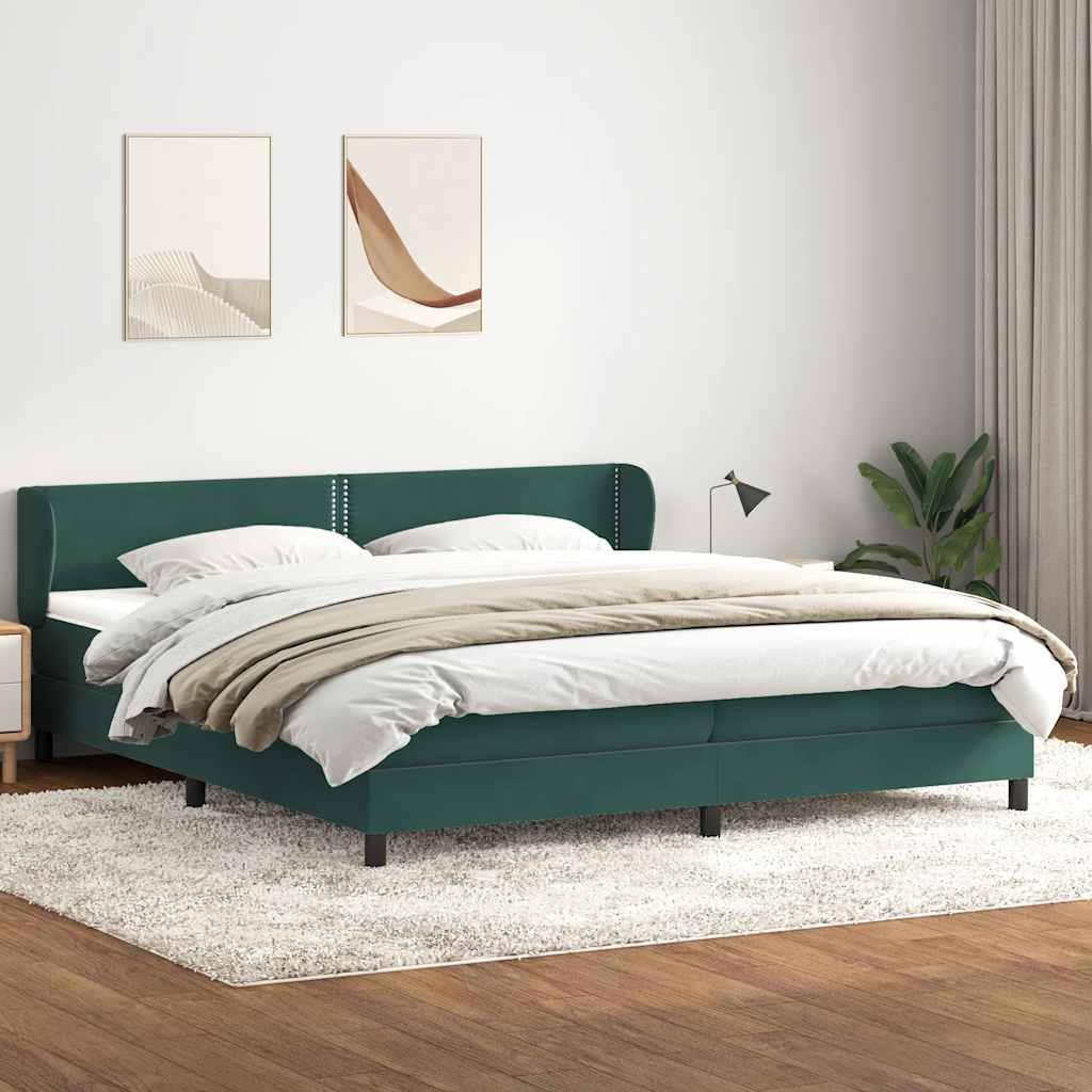 vidaXL Boxspringbett mit Matratzen Dunkelgrün 180x220 cm Samt