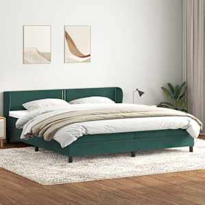 Postel Box Spring s matracemi tmavě zelená 180x220 cm samet - obrázek 1