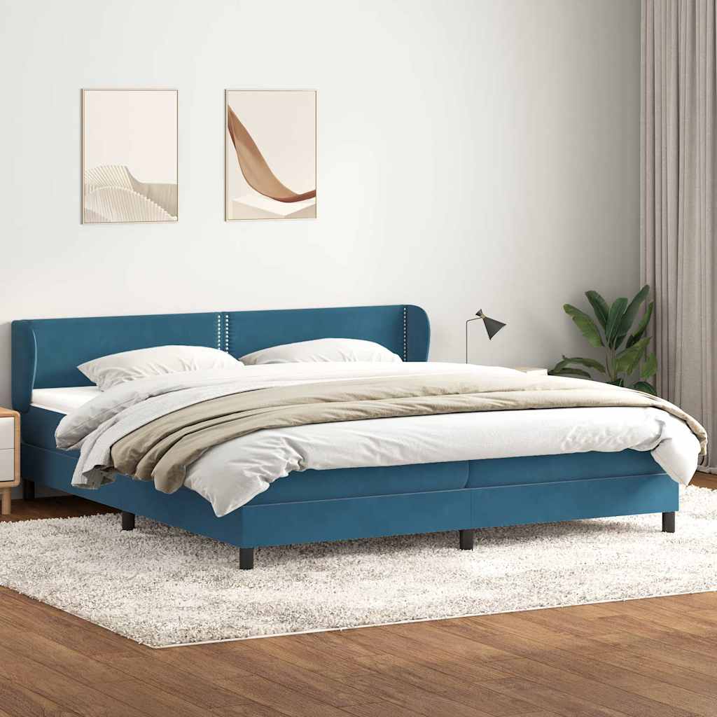 vidaXL Boxspringbett mit Matratzen Dunkelblau 200x220 cm Samt