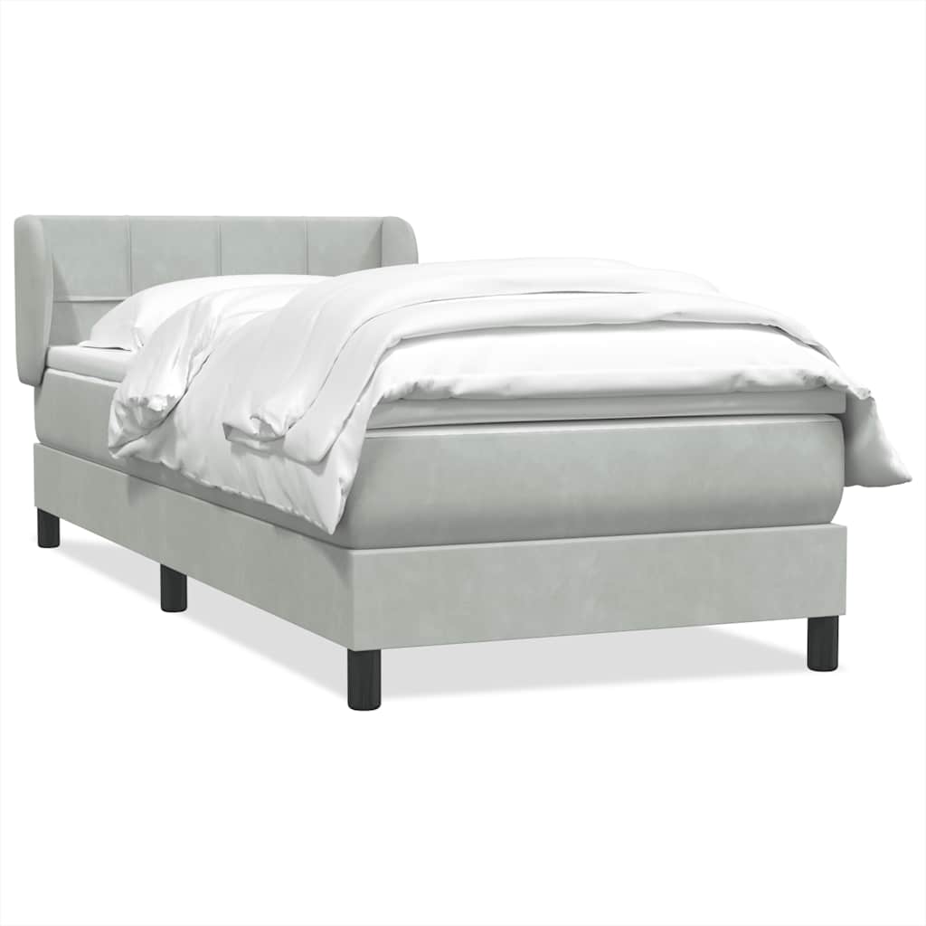 vidaXL Boxspring met matras fluweel lichtgrijs 80x210 cm grijs, foto 3