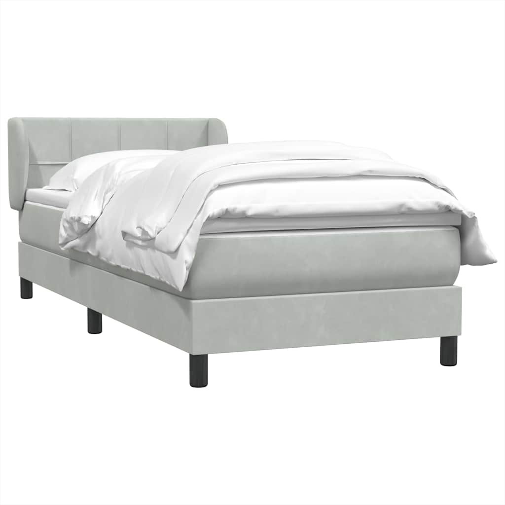 vidaXL Boxspring met matras fluweel lichtgrijs 80x210 cm grijs, foto 2