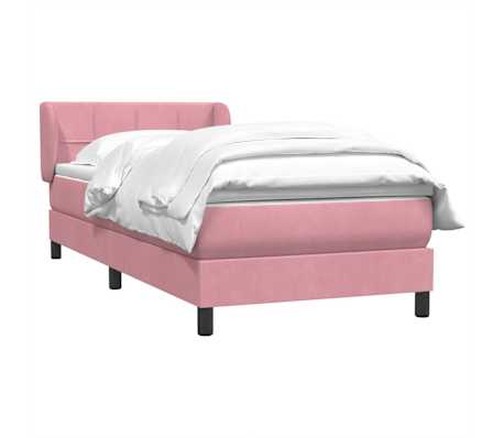vidaXL Sommier &agrave; lattes de lit avec matelas rose 80x210 cm velours