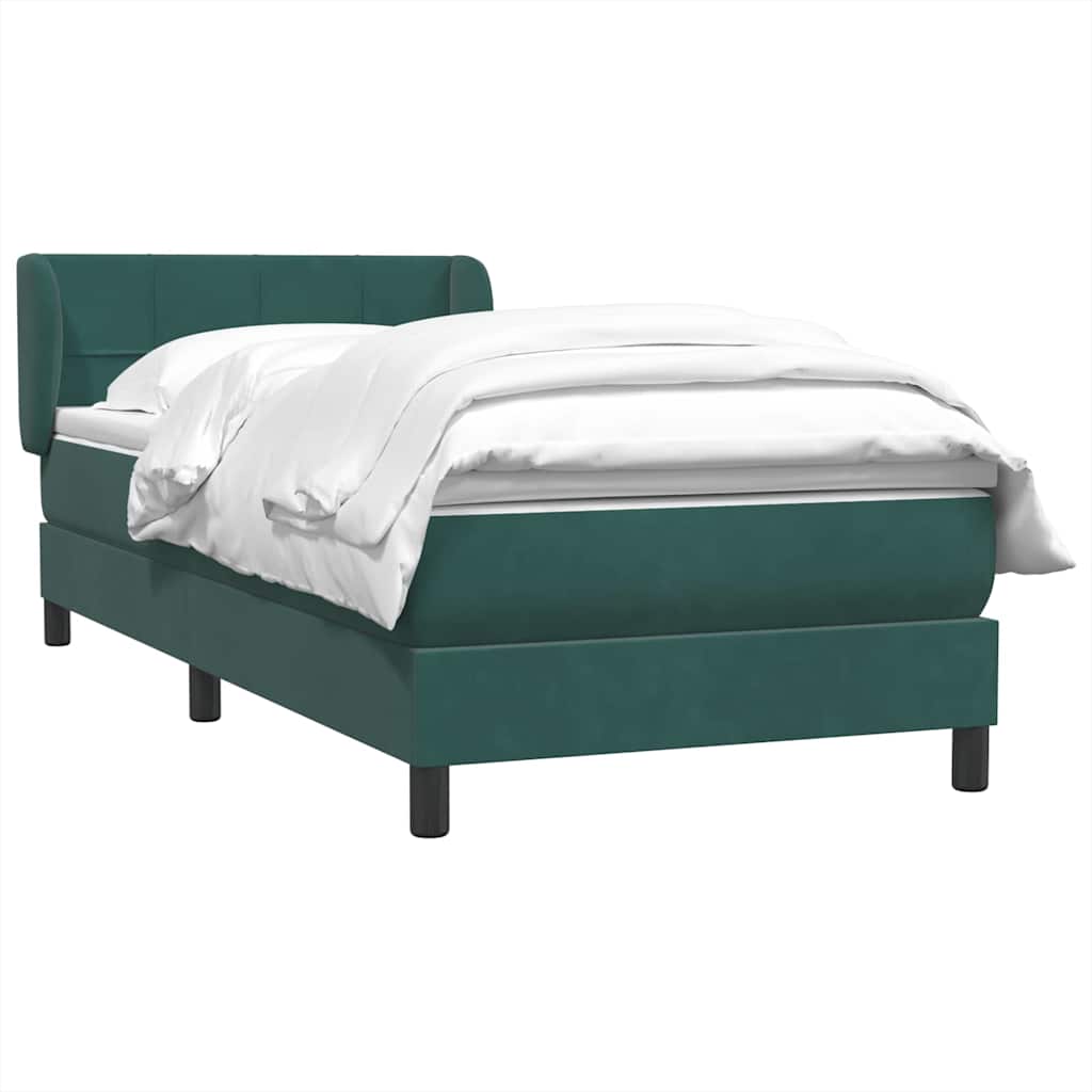 Thumbnail - vidaXL Boxspringbett mit Matratze Dunkelgrün 100x210 cm Samt