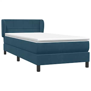 Box spring postel s matrací tmavě modrá 100x210 cm samet - obrázek 4