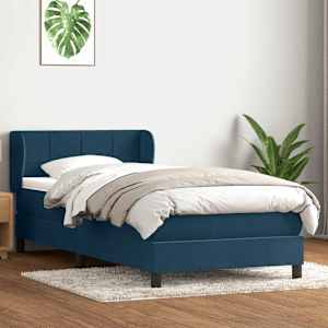 Box spring postel s matrací tmavě modrá 100x210 cm samet - obrázek 1